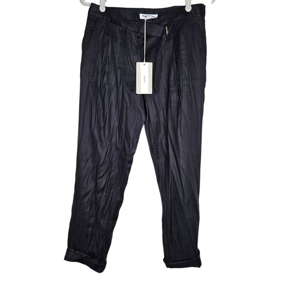 NEW Tommy Bahama 2 Black Linen Blend Belted Pant Classic Career Straight Leg - Picture 1 of 5